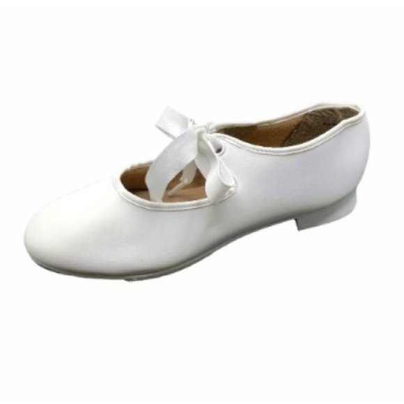 Capezio Jr. Tyette 625C White Tap Size 11.5 Shoes Tie Bow Dance Leather New - Picture 6 of 7